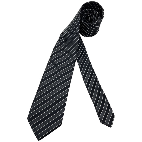 CERRUTI 1881 Black/Gray Striped Silk LUXURY Tie ITALY - Picture 1 of 4